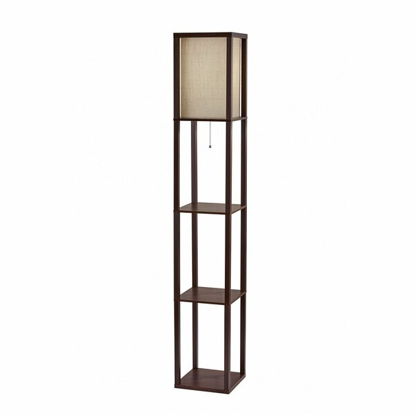 Homeroots Floor Lamp with Walnut Wood Storage Shelves 372526